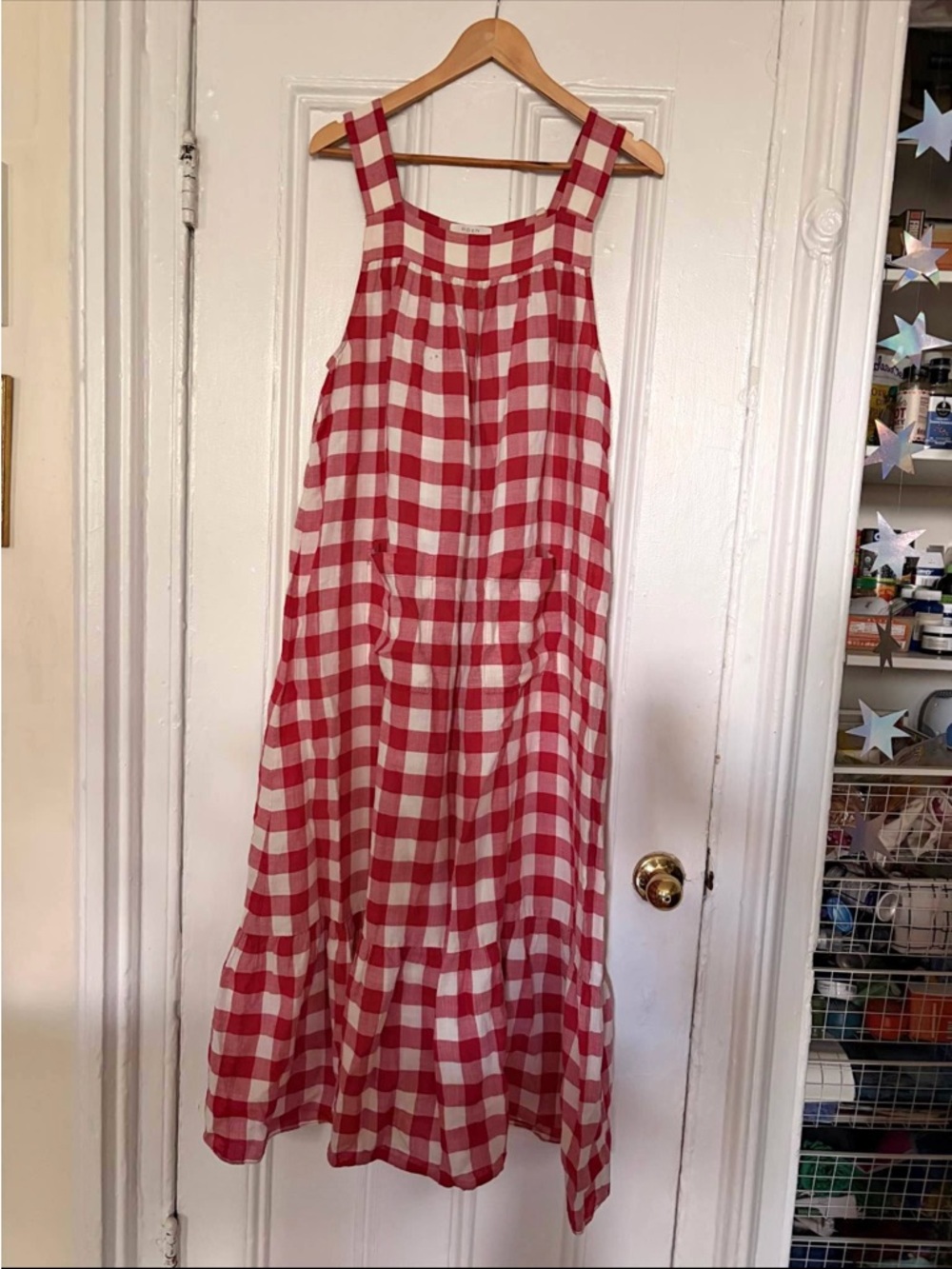 Doen Red and White Gingham Maxi Sundress - Picture 1 of 4